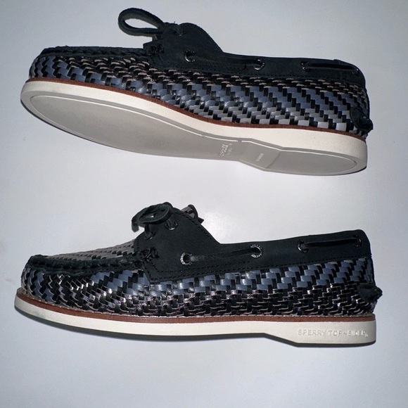 Sperry Size Women's 6.5 Black Woven Boat Shoe - Picture 2 of 6